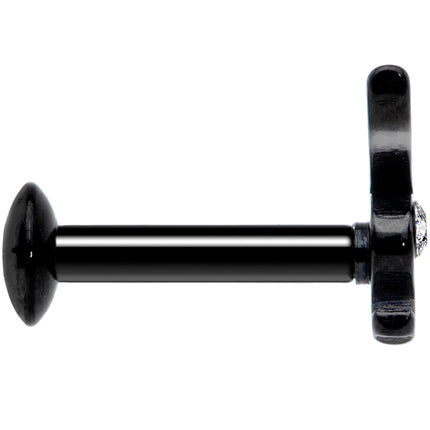 16G 1/4 Licensed Playboy Clear CZ Black Internal Thread Labret
