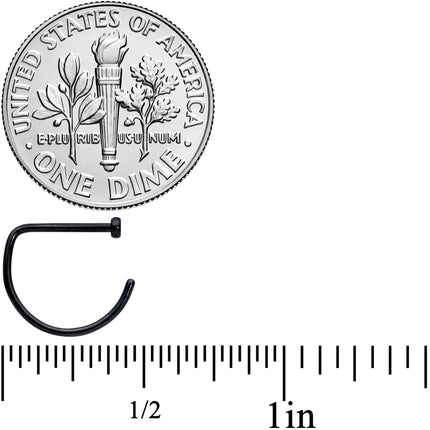 20G 3/8 Black Implant Grade Titanium D Shape Nose Hoop