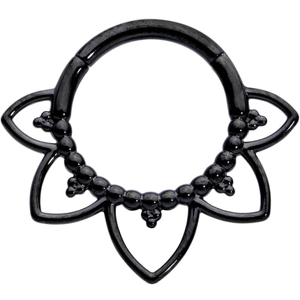 16G 5/16 Black Open Petal Flower Hinged Segment Ring