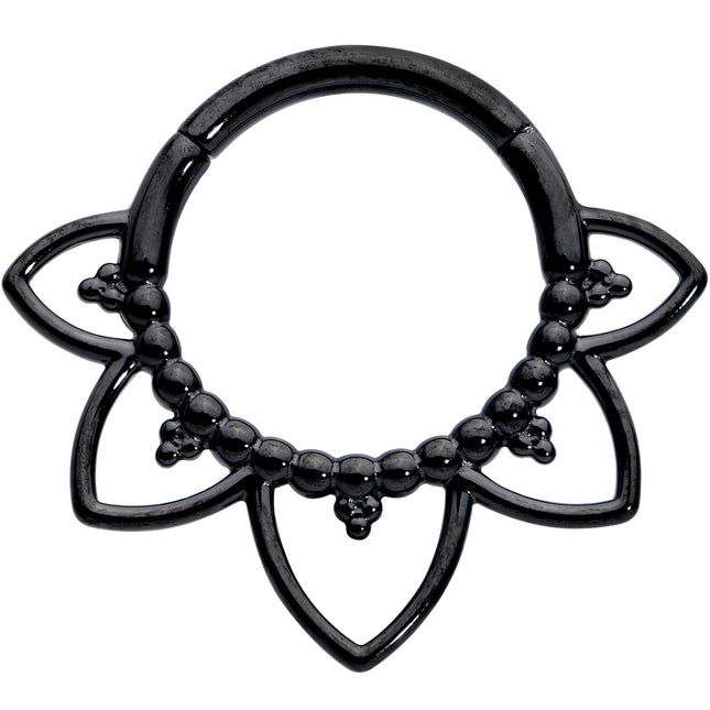 16G 5/16 Black Open Petal Flower Hinged Segment Ring