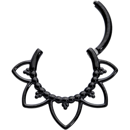 16G 5/16 Black Open Petal Flower Hinged Segment Ring