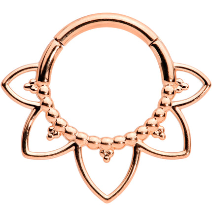16G 5/16 Rose Gold Tone Open Petal Flower Hinged Segment Ring