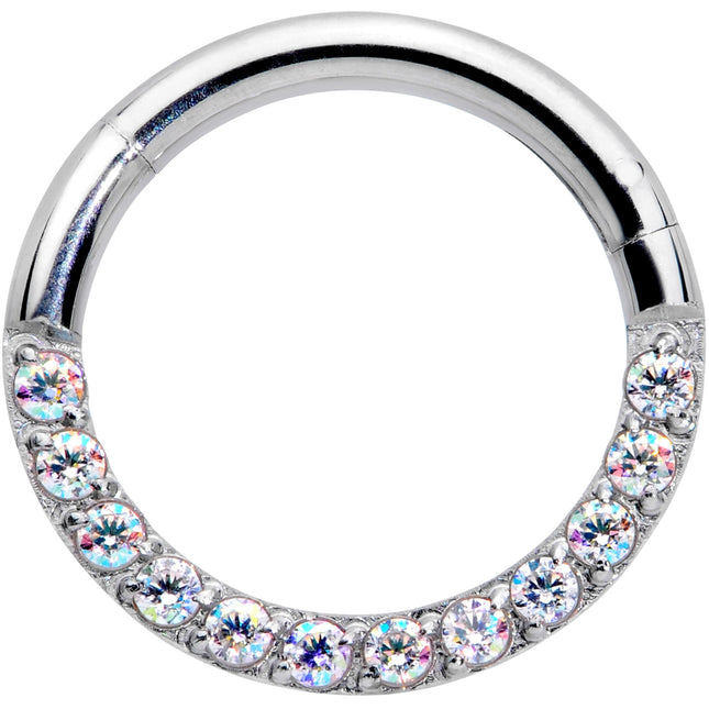 16G 5/16 Aurora Gem Paved Elegance Hinged Segment Ring