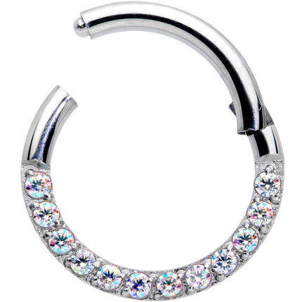 16G 5/16 Aurora Gem Paved Elegance Hinged Segment Ring