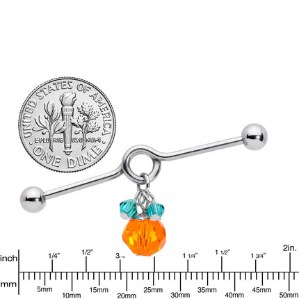 14G Green Orange Gem Pumpkin Halloween Dangle Project Bar 38mm