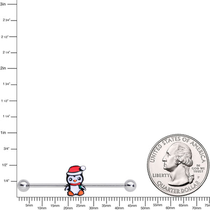 14G Santa Penguin Christmas Industrial Barbell 38mm