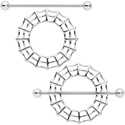 14G 7/8 Sexy Spider Web Halloween Nipple Shield Set