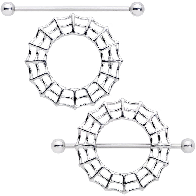 14G 7/8 Sexy Spider Web Halloween Nipple Shield Set