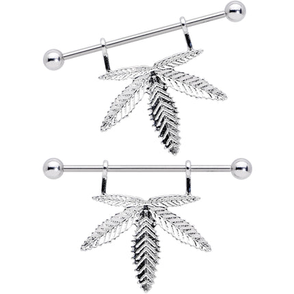 14G 11/16 Hanging Pot Leaf Dangle Nipple Shield Set