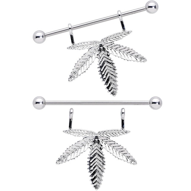 14G 11/16 Hanging Pot Leaf Dangle Nipple Shield Set