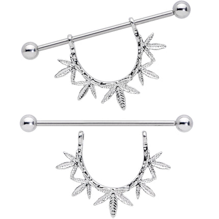 14G 5/8 Garland Pot Leaf Dangle Nipple Shield Set