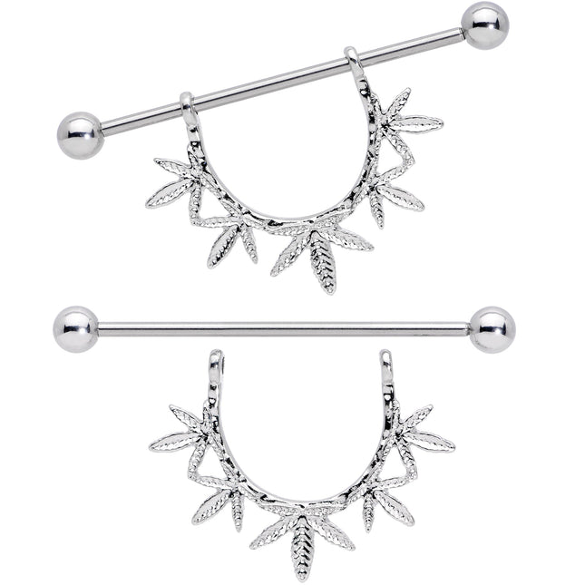 14G 5/8 Garland Pot Leaf Dangle Nipple Shield Set