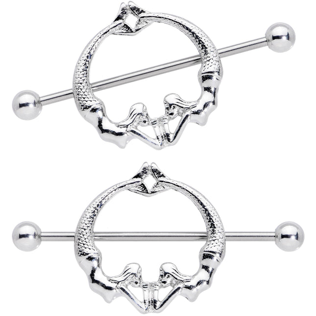 14G 13/16 Double Mermaid Nautical Nipple Shield Set