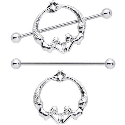 14G 13/16 Double Mermaid Nautical Nipple Shield Set