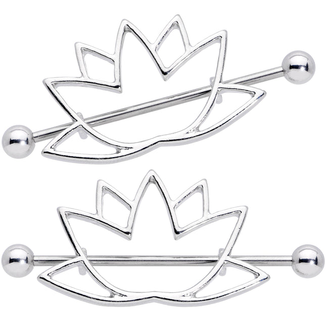 14G 3/4 Open Lotus Flower Nipple Shield Set