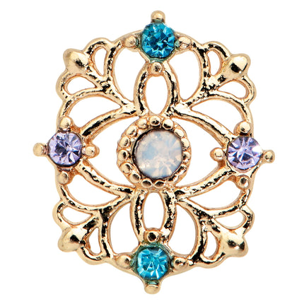 20G 1/4 White Synthetic Opal Gold Tone Web Nose Bone