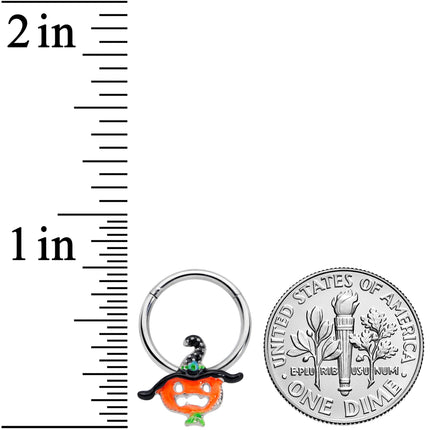 16G 3/8 Pumpkin Witch Halloween Hinged Segment Ring