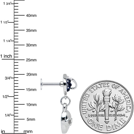 16G 1/4 Alien Blue Planet Dangle Labret Monroe Tragus