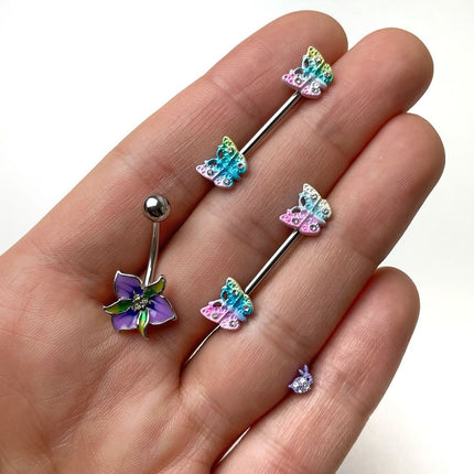 16G 5/16 Clear Gem Purple Easter Bunny Labret Monroe Tragus