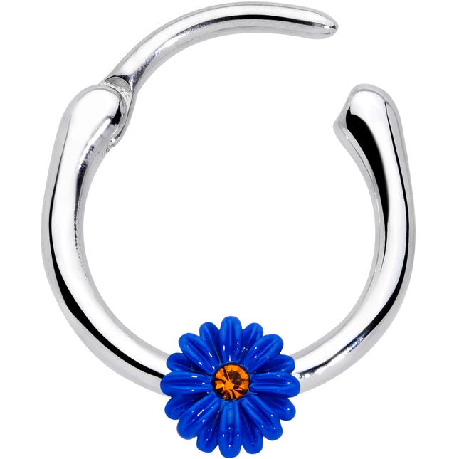 16G 3/8 Yellow Gem Blue Sunflower Cartilage Clicker