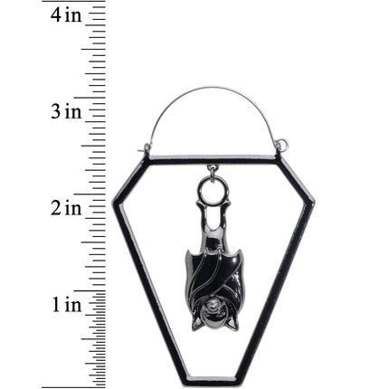 Black Bat Coffin Halloween Tunnel Plug Earrings
