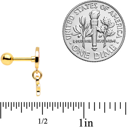 16G 1/4 Gold Tone Santa Star Christmas Dangle Cartilage Tragus