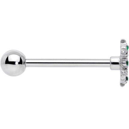 Clear Pink Green Gem Snowflake Christmas Barbell Tongue Ring