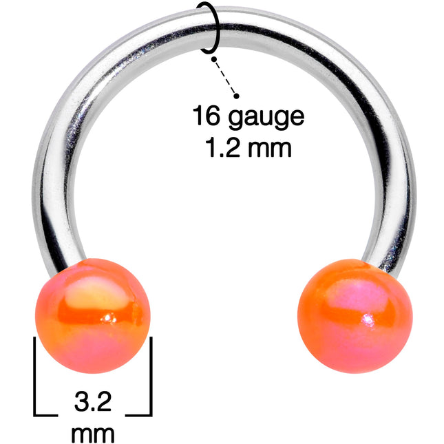 16G 5/16 Orange Ball Ends Horseshoe Circular Barbell