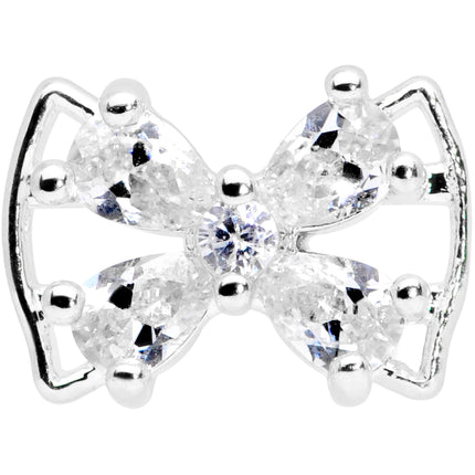16G 1/4 Clear CZ Gem Beauty Bow Cartilage Tragus Earring