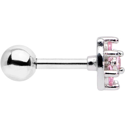 16G 1/4 Pink CZ Gem Beauty Bow Cartilage Tragus Earring