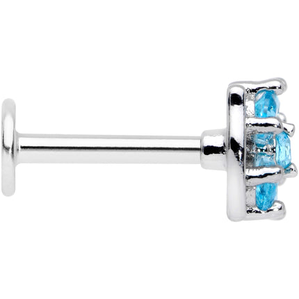 16G 5/16 Aqua CZ Gem Beauty Bow Labret Monroe Tragus