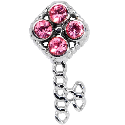 20G 5/16 Pink Gem Open Key Nose Hoop