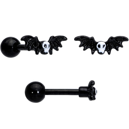 16G 1/4 Gold Tone Black Cat Halloween Cartilage Tragus Set of 3