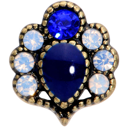 16G 5/16 Clear Blue Gem Gold Tone Heirloom Teardrop Labret Monroe
