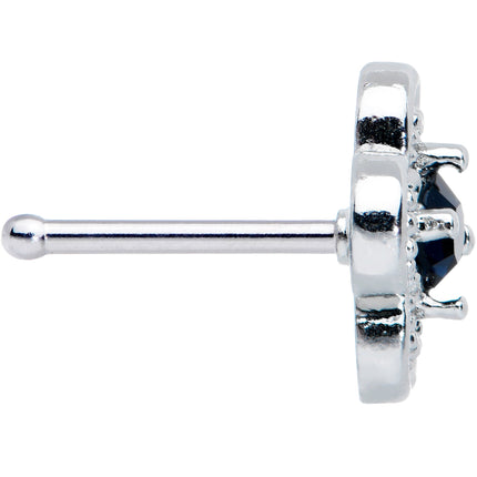 20G 1/4 Blue Gem Stylized Deco Cross Nose Bone