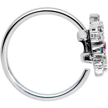 20G 5/16 Clear Pink Green Gem Snowflake Holiday Nose Hoop