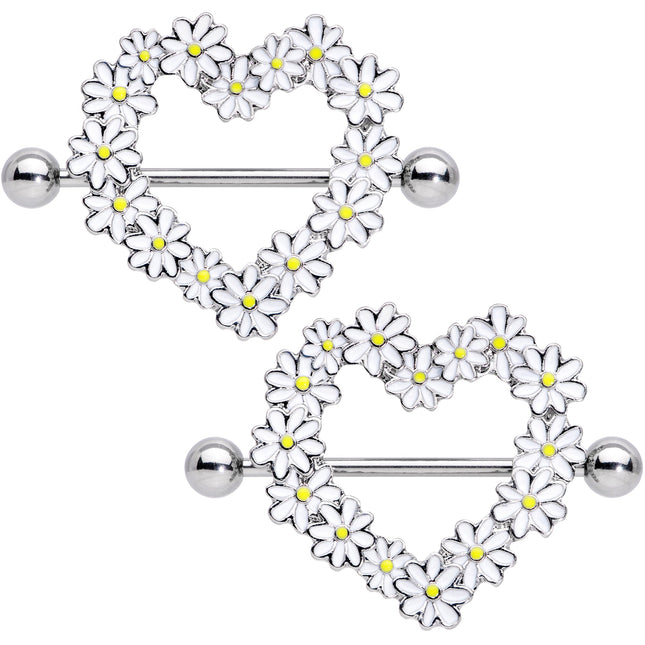 14G 13/16 Daisy Flower Heart Valentines Nipple Shield Set