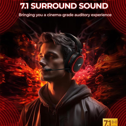 Wireless Gaming Headset, 7.1 Surround Sound, 2.4GHz USB Gaming Headphones with Bluetooth 5.4, 100H Battery, ENC Noise Canceling Mic, RGB Light, Wireless Headset for PC PS5 PS4 Mac Switch (Black-White)