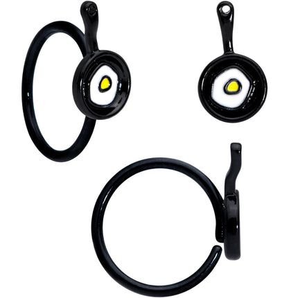 18G 3/8 Black Spatula Kitchen Cooking Nose Hoop Set of 2