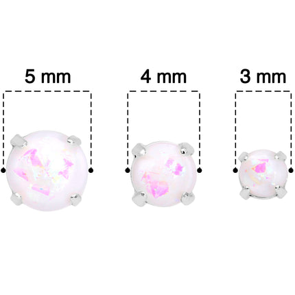 20G White Faux Opal 3mm to 5mm Post Stud Earrings Set of 3