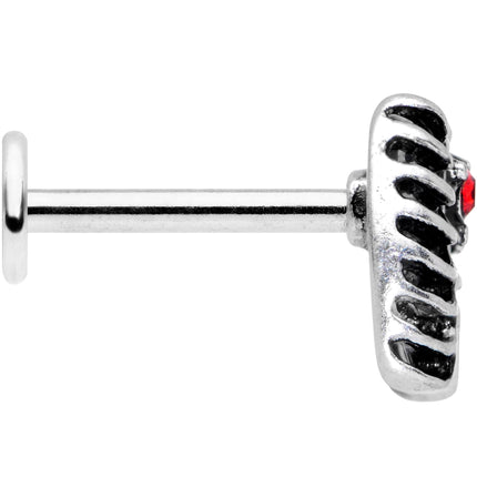 16G 5/16 Red CZ Gem Heart Skeleton Ribs Halloween Labret Tragus