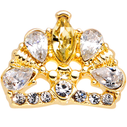 16G 1/4 Clear CZ Gem Gold Tone Lavish Crown Cartilage Earring