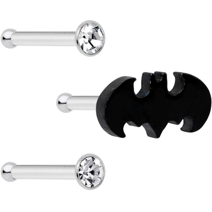 20G 1/4 Clear Gem Licensed DC Comics Batman Nose Bone Set of 3