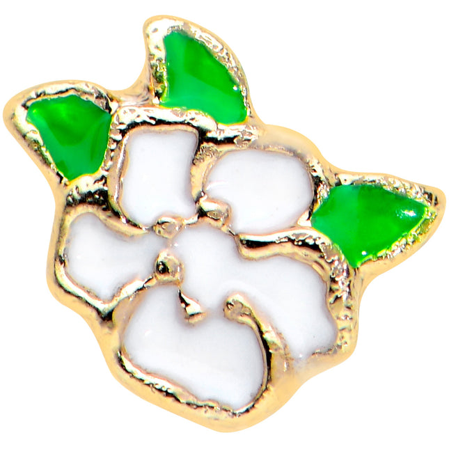20G 1/4 Gold Tone White Spring Flower Nose Bone