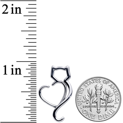 16G 5/16 Cat Lover Heart Kitty Closure Ring
