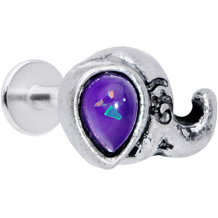 16G 5/16 Blue Faux Opal Elegant Elephant Labret Monroe Tragus