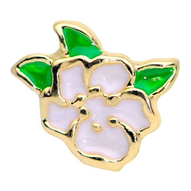 16G 5/16 Gold Tone White Spring Flower Labret Monroe Tragus