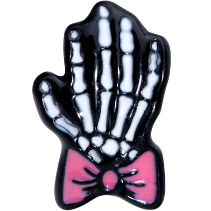 16G 1/4 Skeleton Hand Bow Halloween Cartilage Tragus Earring