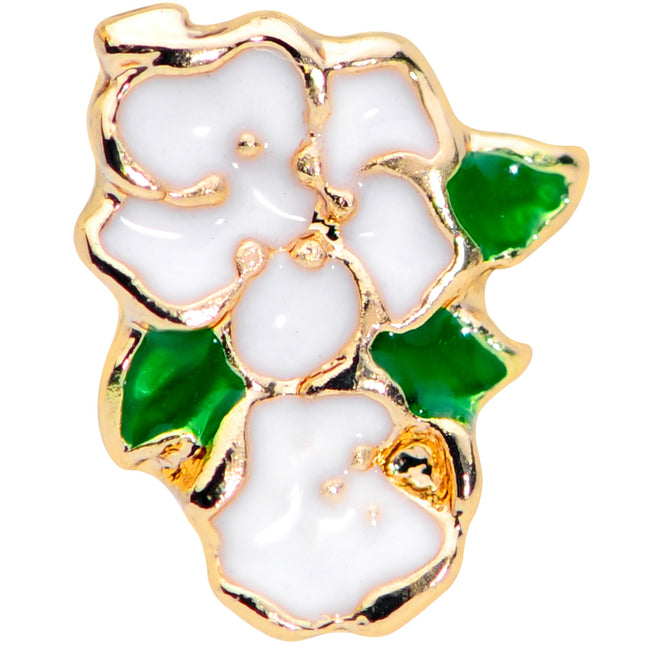 20G 5/16 Gold Tone White Spring Flower Nose Hoop