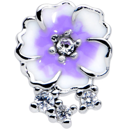 16G 5/16 Clear CZ Gem Purple White Flower Labret Monroe Tragus